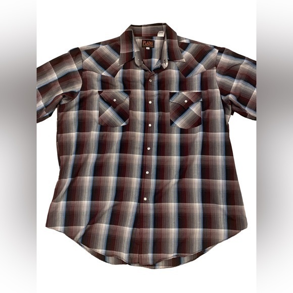 Plains Western‎ Wear Tall Man Plaid Long Sleeve Pearl Snap Mens Size XL - Picture 1 of 8